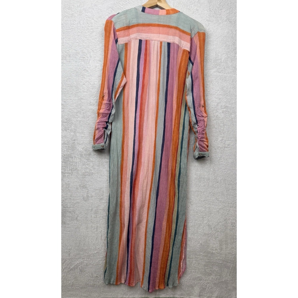 Soft Surroundings Aruba Caftan Beaded Embroidered Maxi Dress Colorfull Rainbow L - Picture 2 of 10